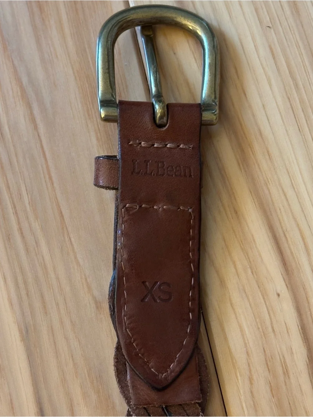 Vintage LL Bean Brown Leather Braided Belt Size XS